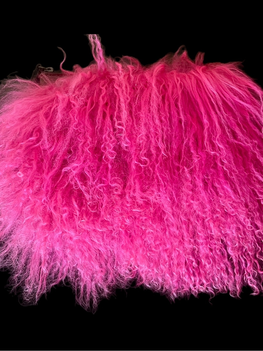 Patricia Nash Hot Pink Tibetan Lamb Fur Wristlet w/COA
